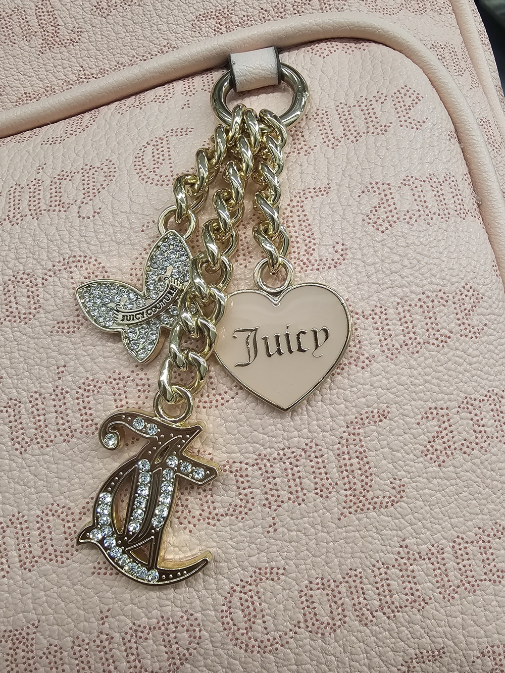 Juicy Couture Blush Monogram Mini Backpack with Gold Charm - Y2K Aesthetic - Picture 2 of 4